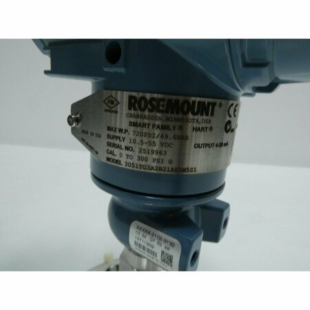 Rosemount IN-LINE 0-300PSI 10.5-55V-DC GAGE PRESSURE TRANSMITTER 3051TG3A2B21AE5M5S1